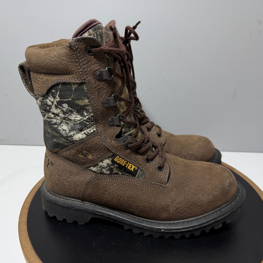 Rocky Ranger Hunting Boots Men 8.5 GoreTex Insulated Brown Camo Outdoor Gorpcore